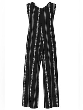 🌸. Sleeveless Black & White Striped Wide-Leg Jumpsuit